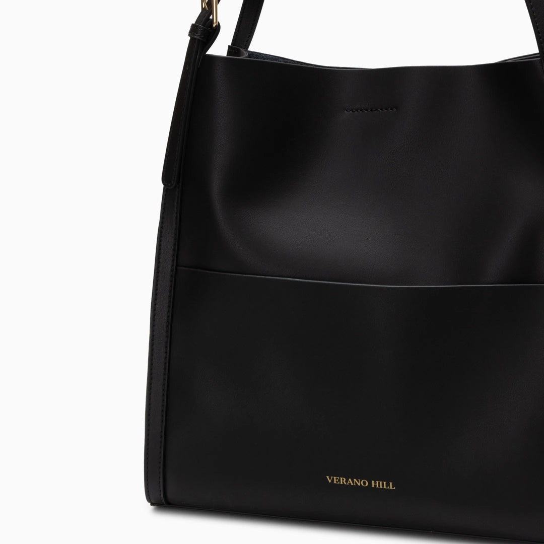 Luxurious leather tote bag in deep burgundy with sturdy handles and spacious interior, front view — 14 — view 14
