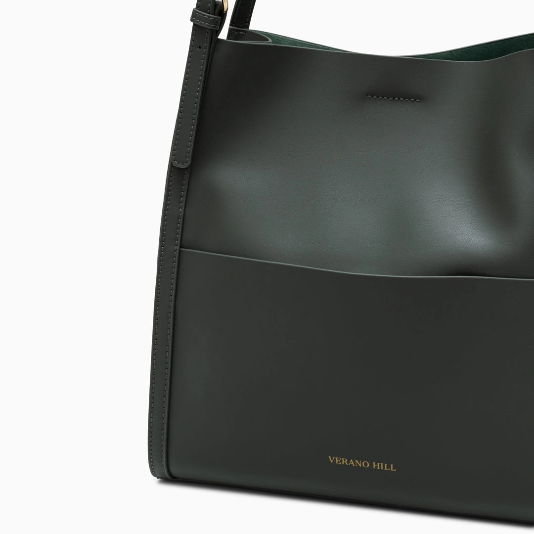 Luxurious leather tote bag in a rich tan color, featuring sturdy handles and spacious interior, front view — 2 — view 2