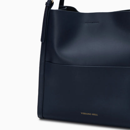 Luxurious leather tote bag in a rich brown color, featuring sturdy handles and spacious interior, front view — 22 — view 22