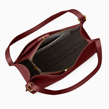 Luxurious leather tote bag in rich brown, featuring spacious interior and sturdy handles, front view — 27 — view 27