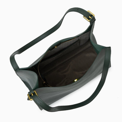 Luxurious leather tote bag in deep brown, featuring a spacious interior and elegant stitching details, front view — view 3