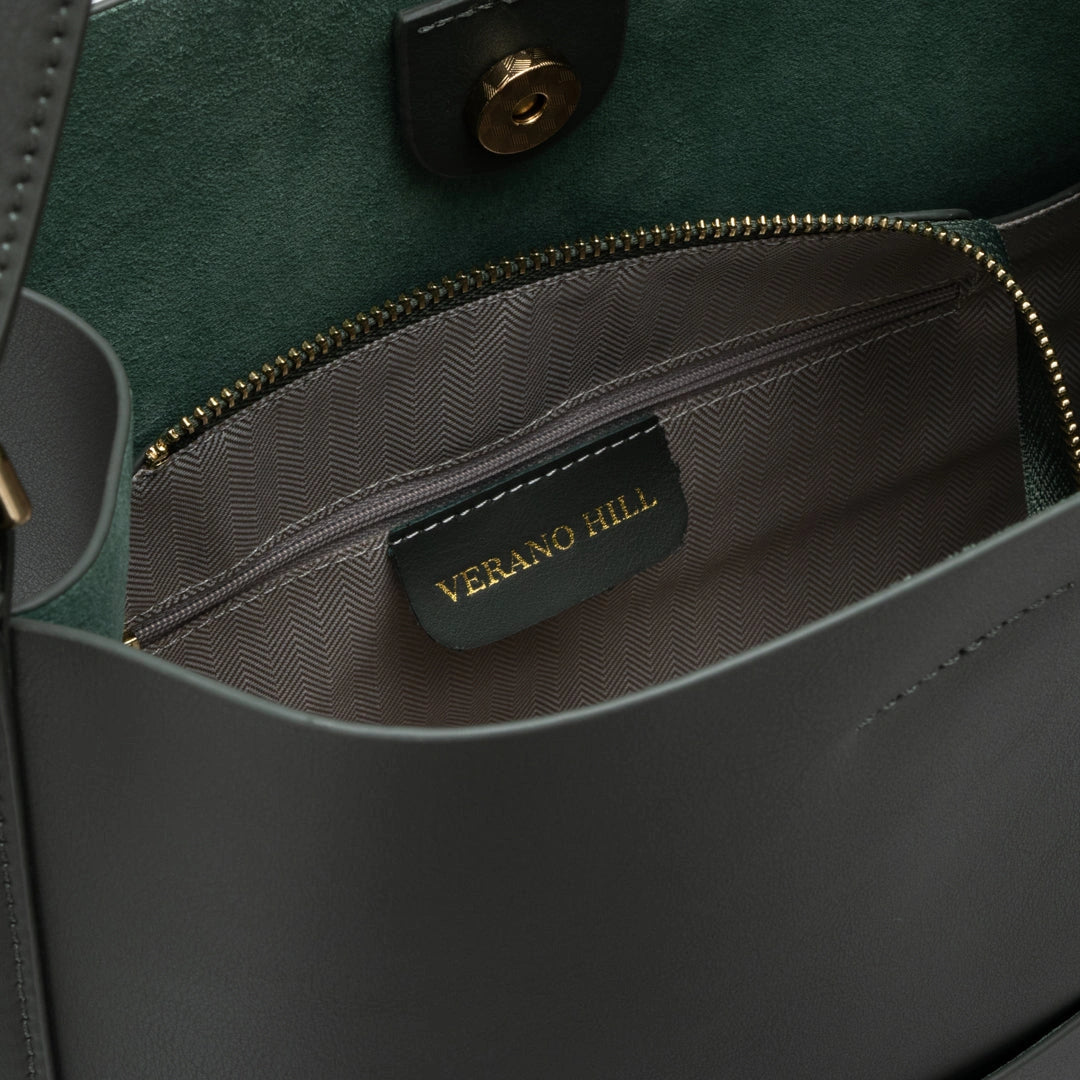 Elegant leather tote bag in a rich brown hue, featuring sturdy handles and spacious interior, top view — 4 — view 4