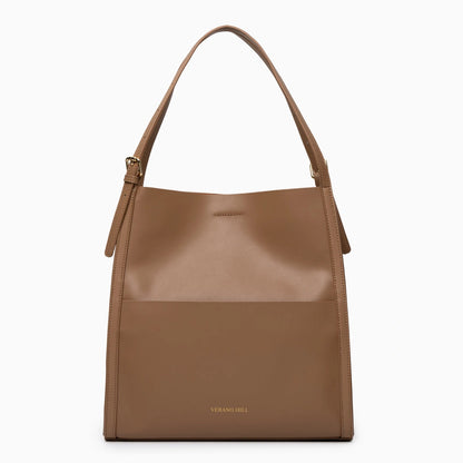 Luxurious leather tote bag in deep brown with spacious interior and sturdy handles, top view showcasing the elegant — view 5