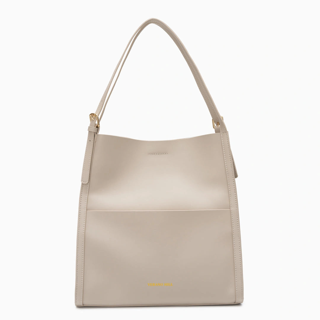 Luxurious leather tote bag in rich brown with sturdy handles and a spacious interior, front view — 9 — view 9