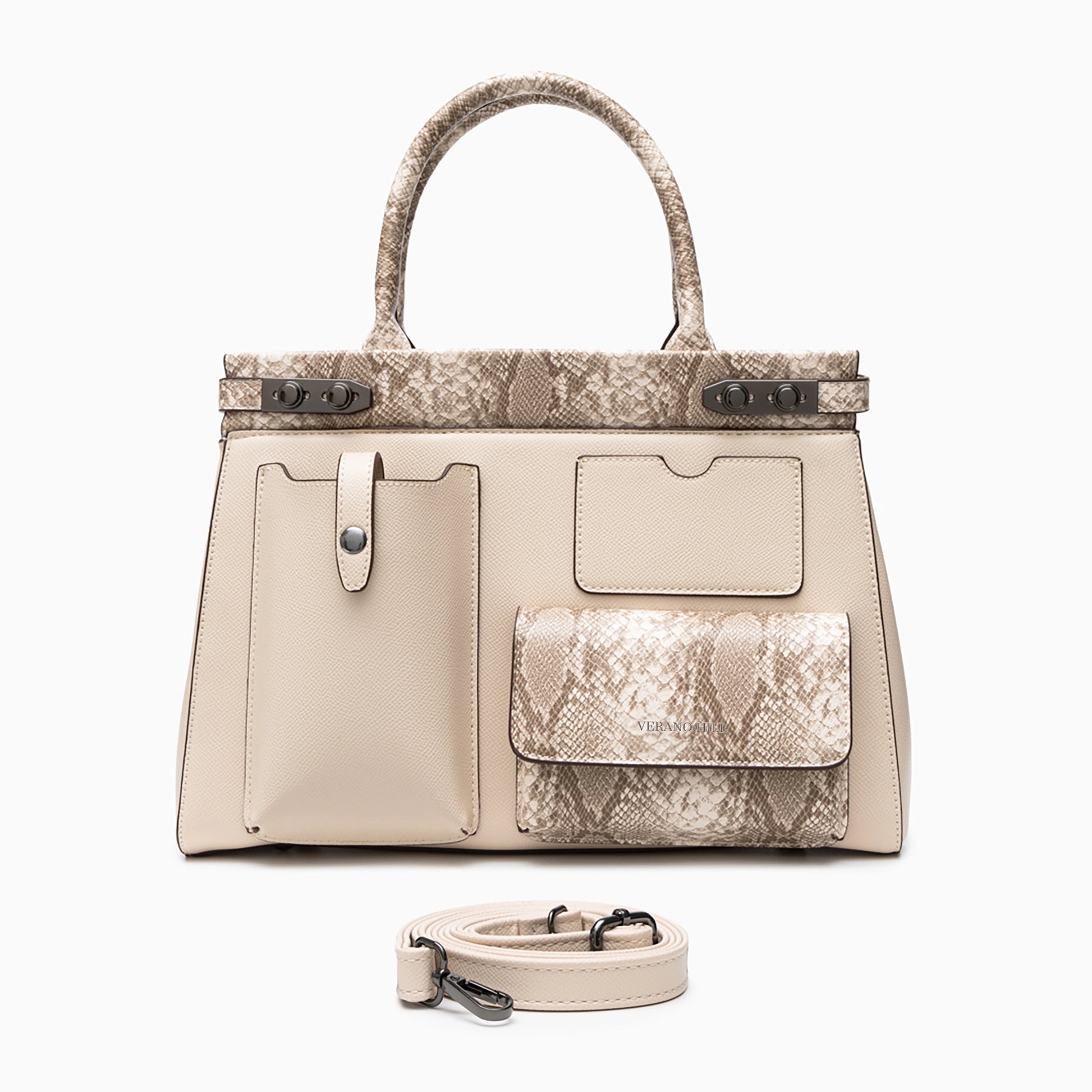 Crochet tote bag with a charming design, featuring natural color and sturdy handles, top view — 16 — view 16