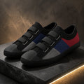 Black Multi Sole men's canvas velcro shoes complete front view