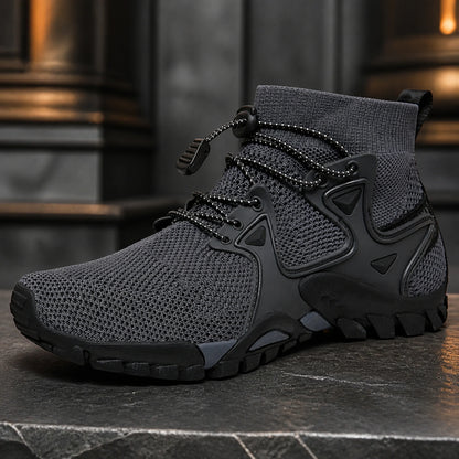 Gray velcro shoes breathable mesh and quick toggle detail — view 5