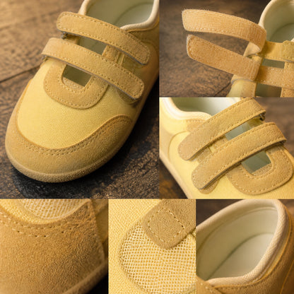 velcro shoes — Yellow suede straps and stitching detail — view 6
