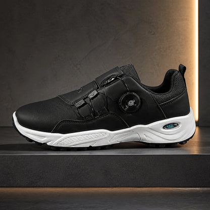 Black rotary dial velcro shoes true side view — view 4