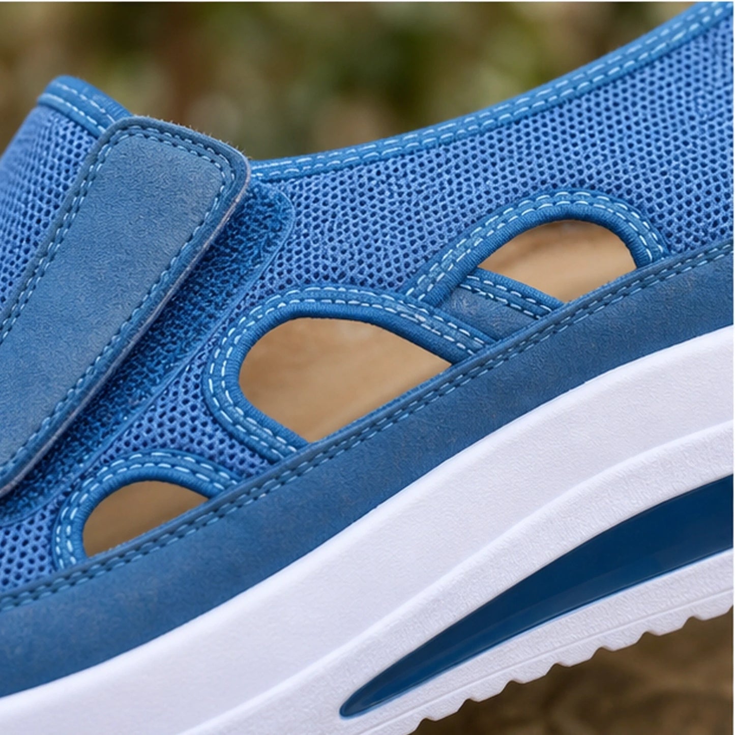 velcro shoes — Royal Blue mesh and strap construction detail — view 7