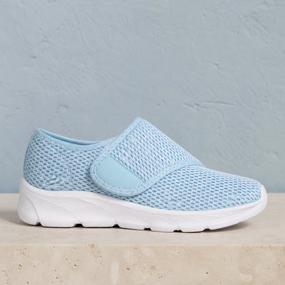 velcro shoes — Blue mesh velcro shoe true side view — view 6
