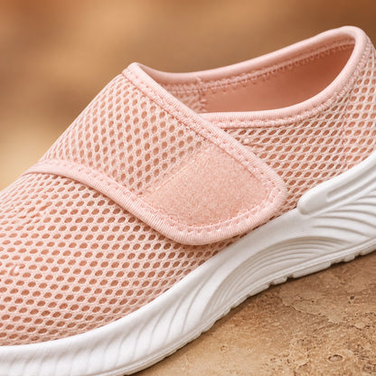 velcro shoes — Pink mesh and side strap construction detail — view 6