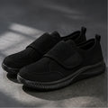 Black wide toe mesh velcro shoes complete front view