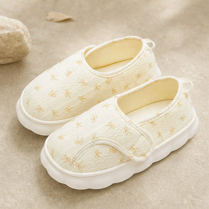 Golden Bow printed indoor velcro shoes complete front view