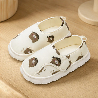 Teddy Bear printed indoor velcro shoes complete front view — view 2