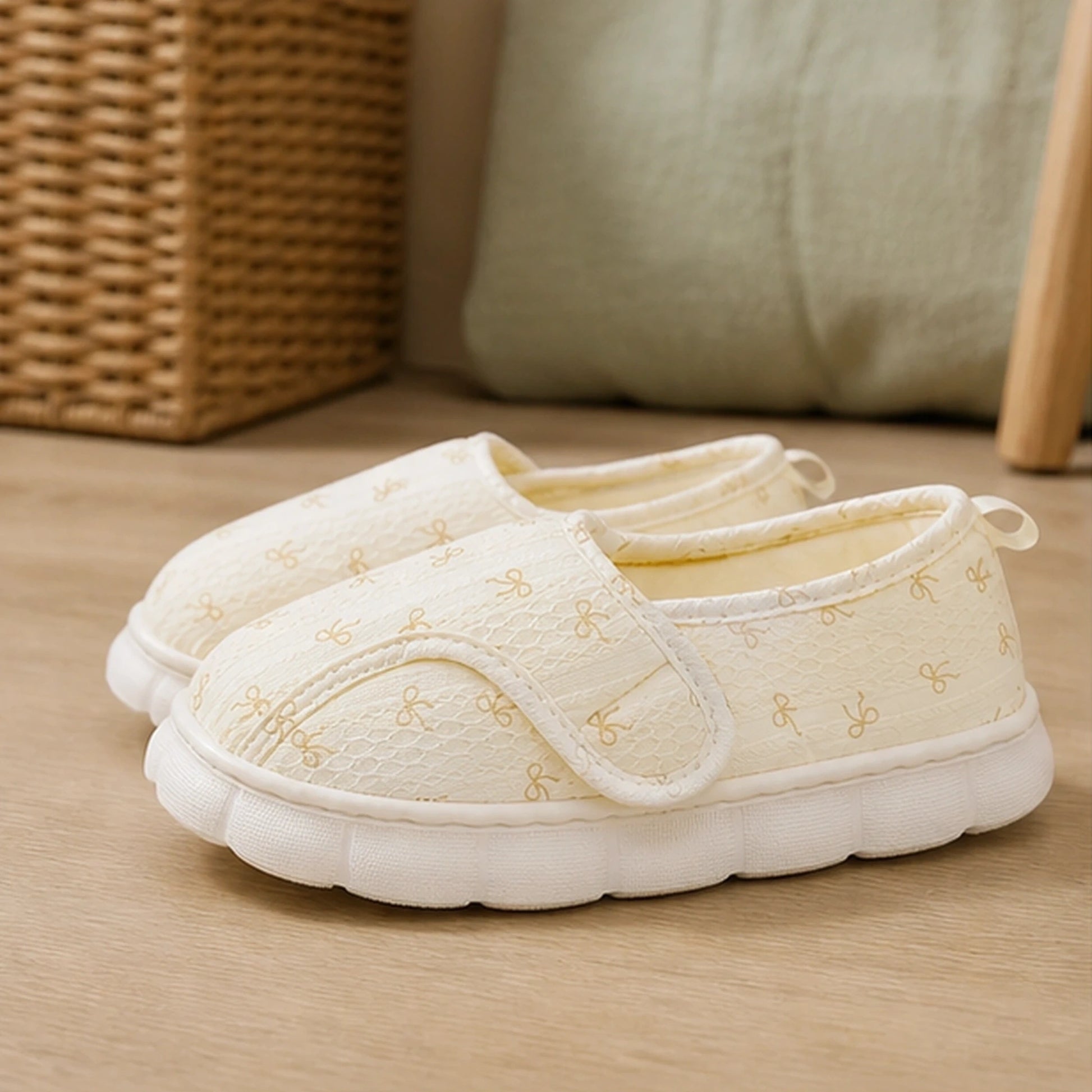 Golden Bow indoor velcro shoes true side view — view 5