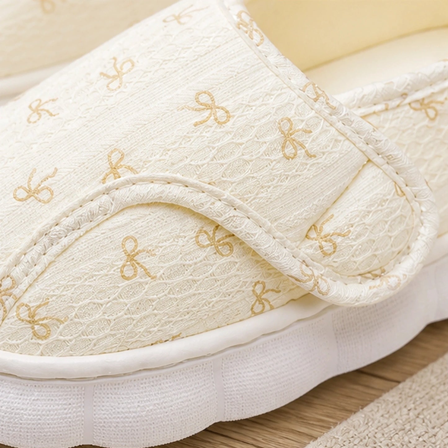 velcro shoes — Golden Bow strap and fabric construction detail — view 7