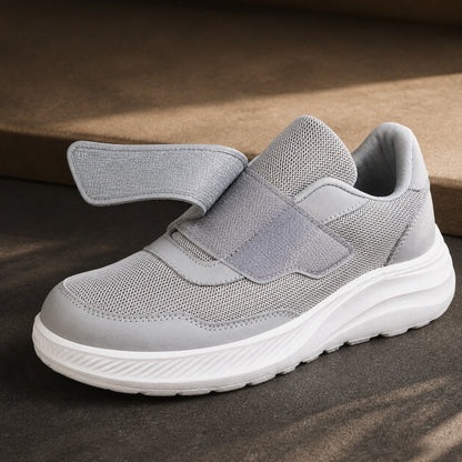 Gray comfort velcro shoes strap and mesh detail — view 2