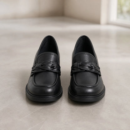 wedding guest shoes — Black loafers front view — view 2