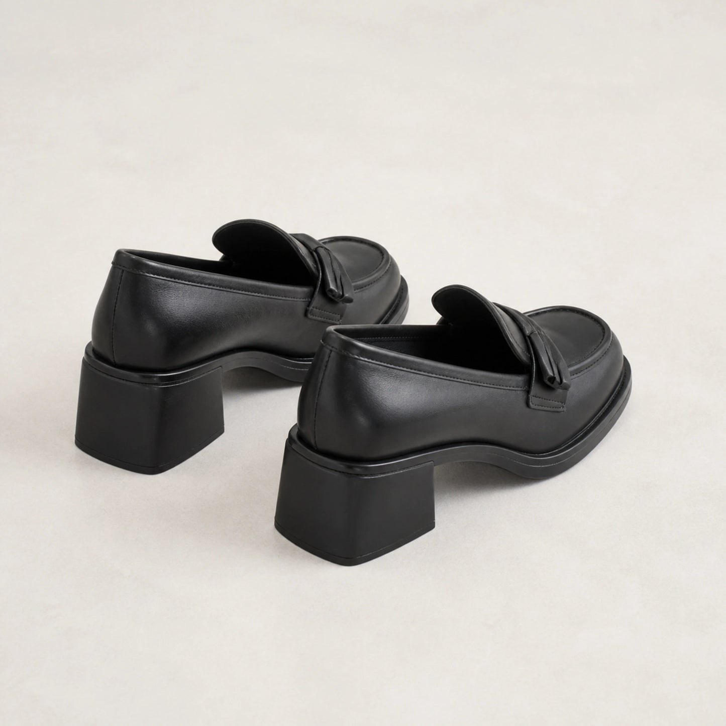 wedding guest shoes — Black bow detail loafers rear heel and counter construction view — view 4