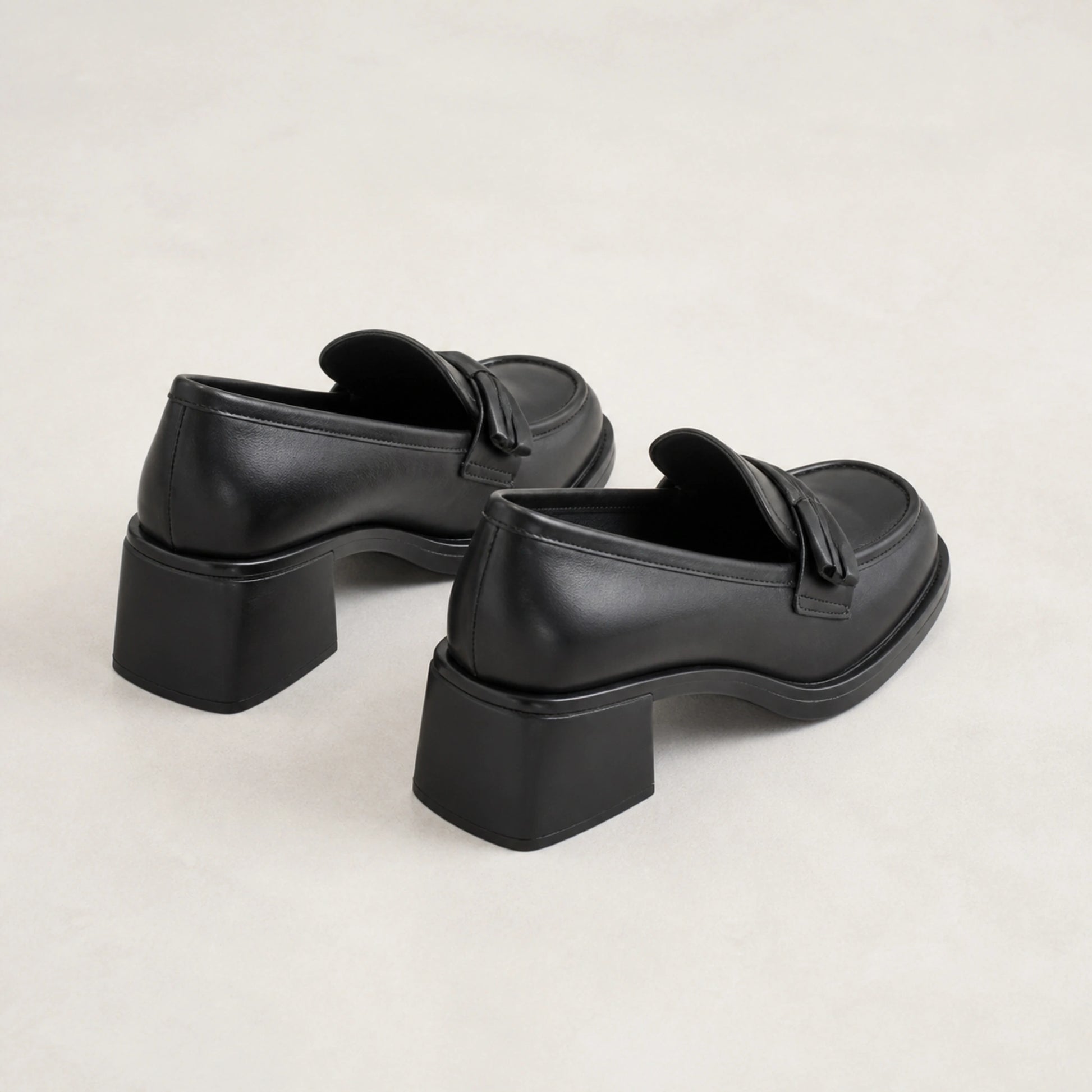 wedding guest shoes — Black bow detail loafers rear heel and counter construction view — view 4