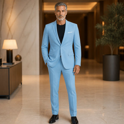 Light Blue slim fit wedding guest suit front view — view 4