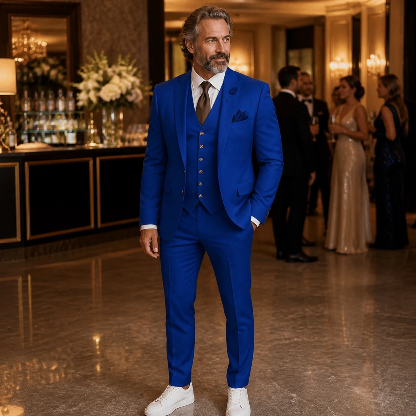 Royal Blue three piece wedding guest suit view — view 32