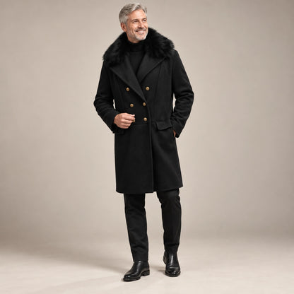 Men's Black Wool Blend Winter Coat — Vincenzo alternate angle — view 3