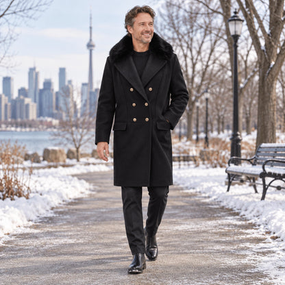 Men's Black Wool Blend Winter Coat — Vincenzo 2 — view 7