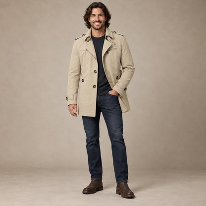 Men's High Collar Windproof Winter Coat — Viktor Beige