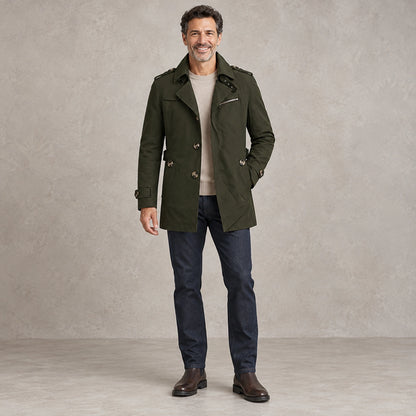 Men's High Collar Windproof Winter Coat — Viktor Olive Green front — view 2