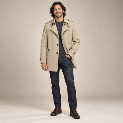 Men's High Collar Windproof Winter Coat — Viktor Beige alternate angle — view 7