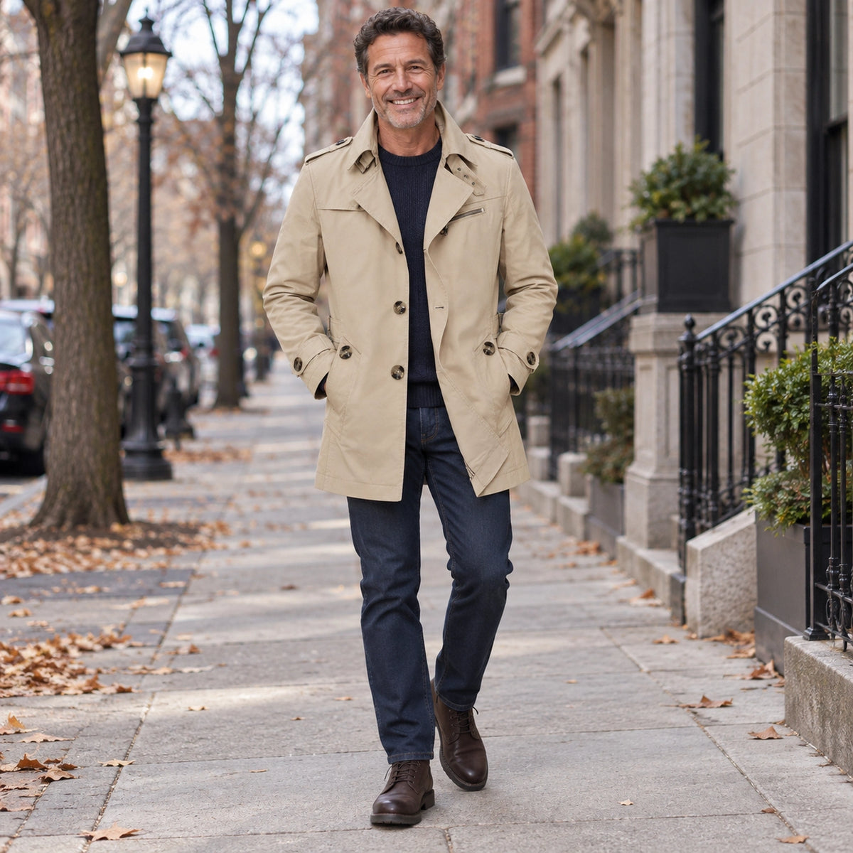 Men's High Collar Windproof Winter Coat — Viktor Beige 1 — view 8