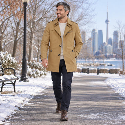 Men's High Collar Windproof Winter Coat — Viktor Camel 2 — view 9