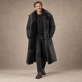 winter coat — Arden Men's Long Faux Fur Lined Coat – Black view