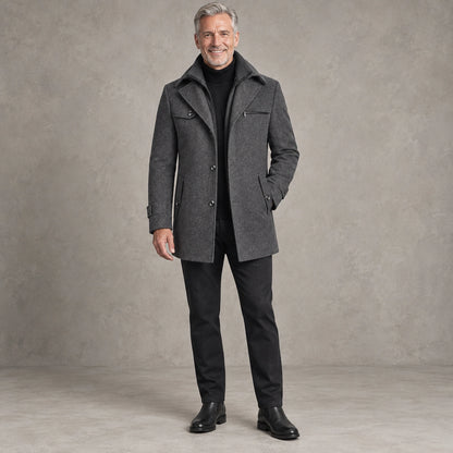 Men's Long Insulated Winter Coat — Victor Dark Gray front — view 3