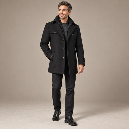 Men's Long Insulated Winter Coat — Victor Black alternate angle — view 6
