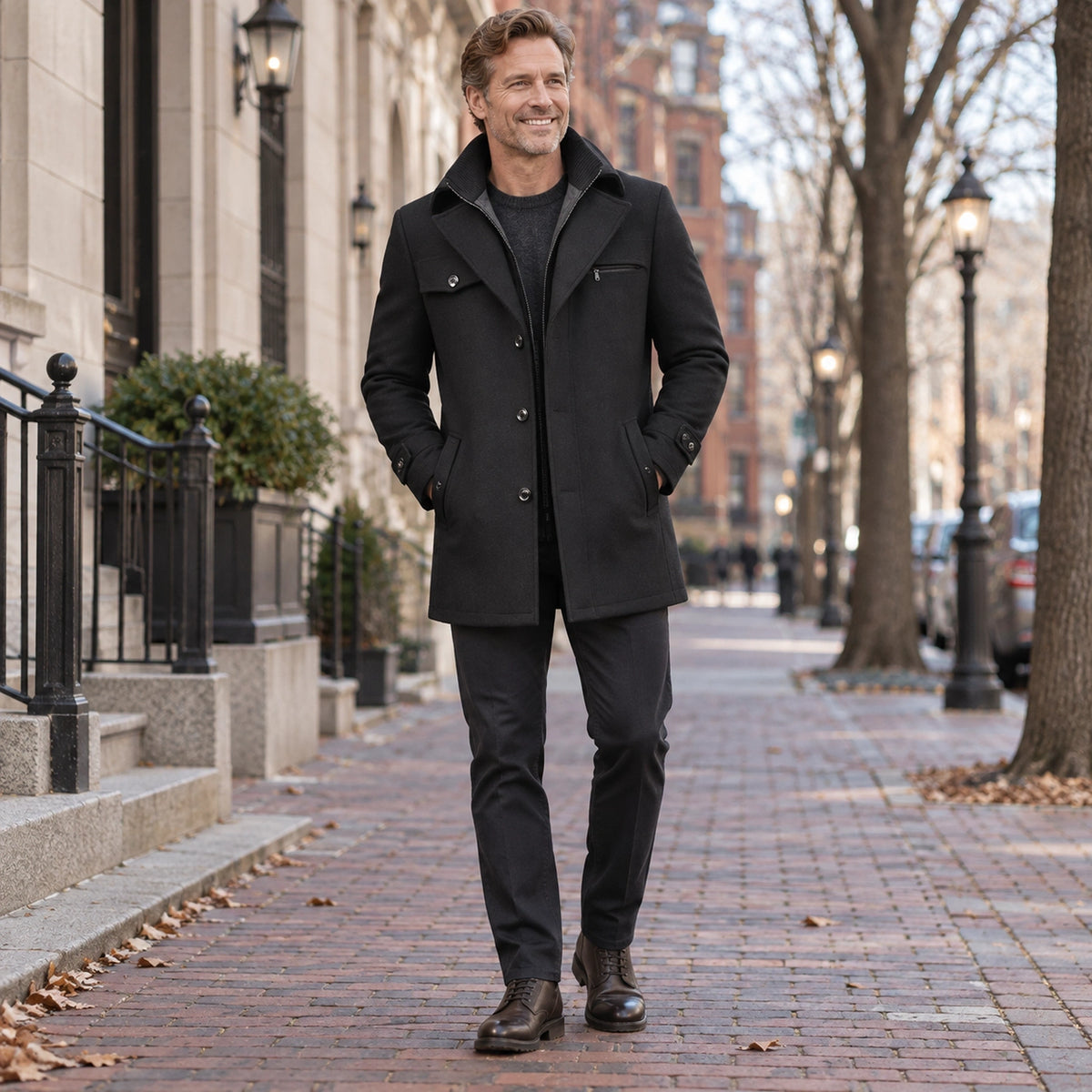 Men's Long Insulated Winter Coat — Victor Black 1 — view 7