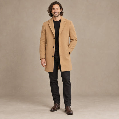 Men's Synthetic Blend Long Winter Coat — Noah Camel