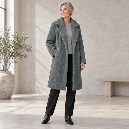 winter coat — Usa and Canada October–December three quarter view; Slate Gray; complete product worn by a happy — view 12