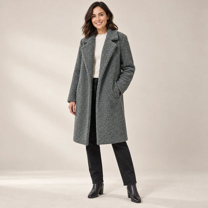 winter coat — Usa and Canada October–December alternate angle; Slate Gray; complete product worn by a happy adult — view 13