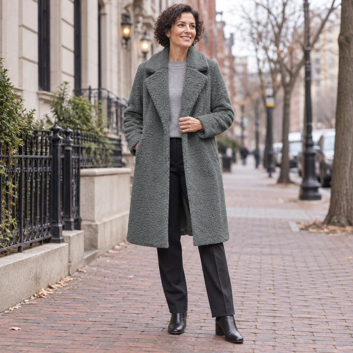 winter coat — Usa and Canada October–December 1; Slate Gray; complete product worn by a happy adult model — view 14