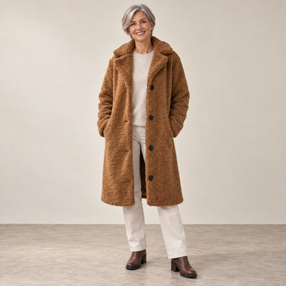 winter coat — Usa and Canada October–December alternate angle; Brown; complete product worn by a happy adult model — view 6