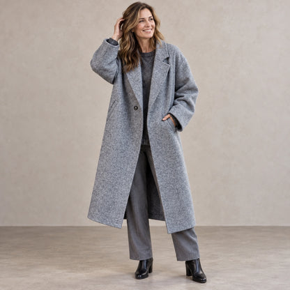 winter coat — Usa and Canada October–December alternate angle; Gray; complete product worn by a happy adult model — view 10
