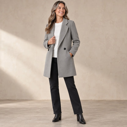 winter coat — Usa and Canada October–December alternate angle; Gray; complete product worn by a happy adult model — view 6