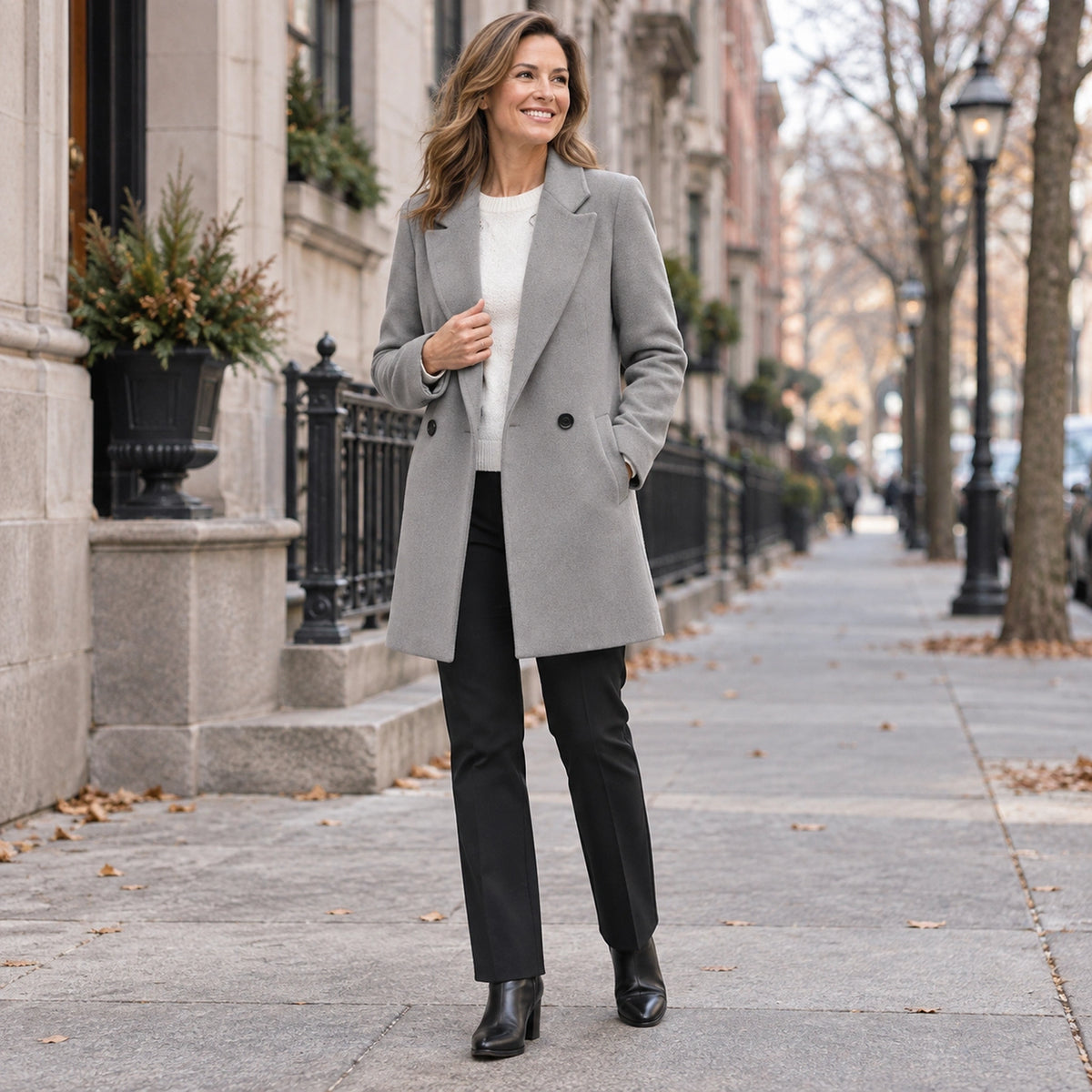 winter coat — Usa and Canada October–December 1; Gray; complete product worn by a happy adult model — view 7